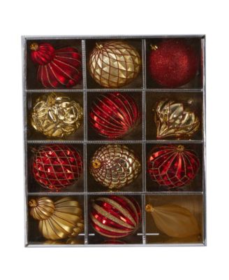 Holiday Lux Shatterproof, 12 Count Christmas Tree Ornament Set