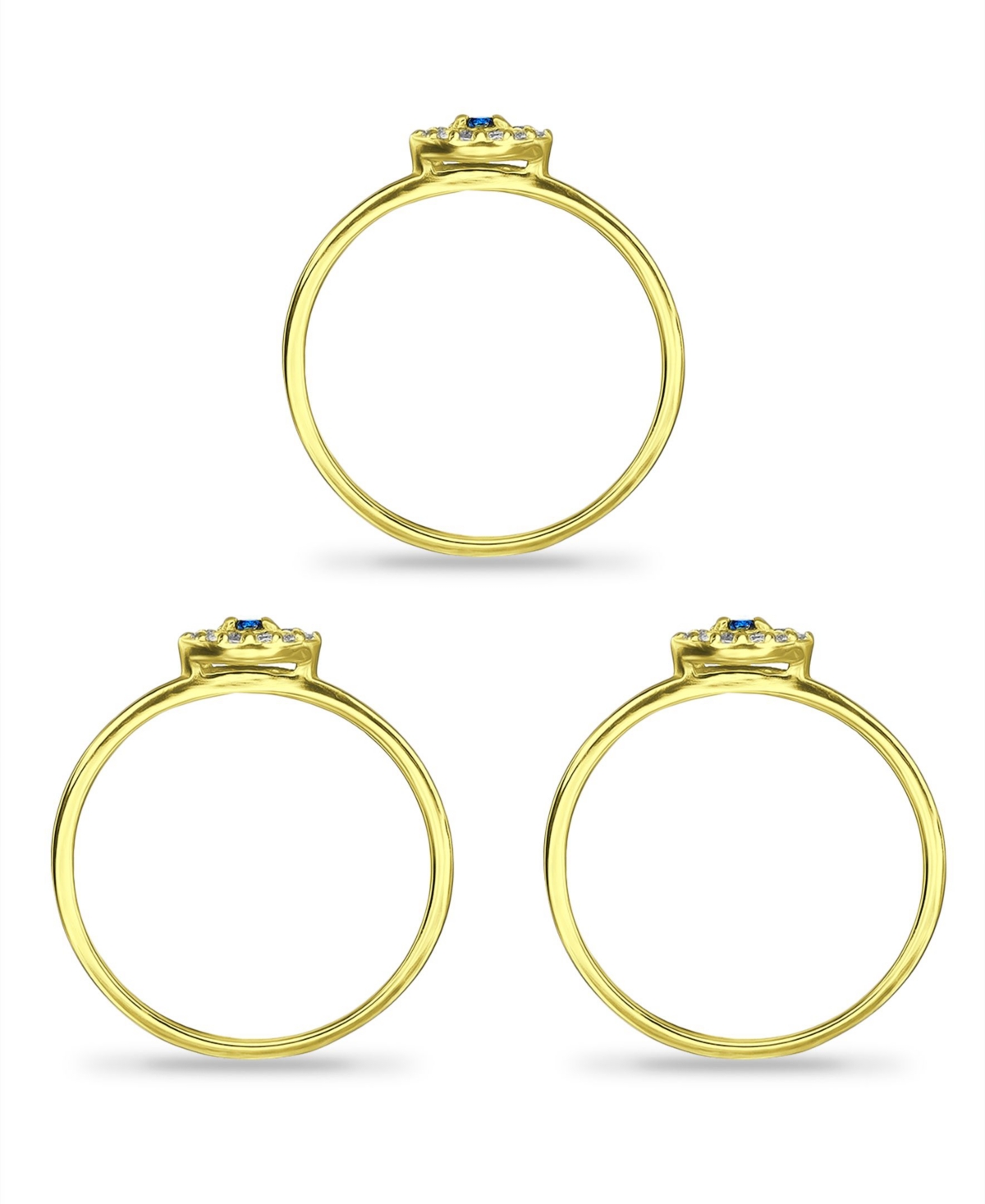 Macy's Cubic Zirconia Evil Eye Trio 18K Gold Plate Stack Ring, Set of 3 Rings