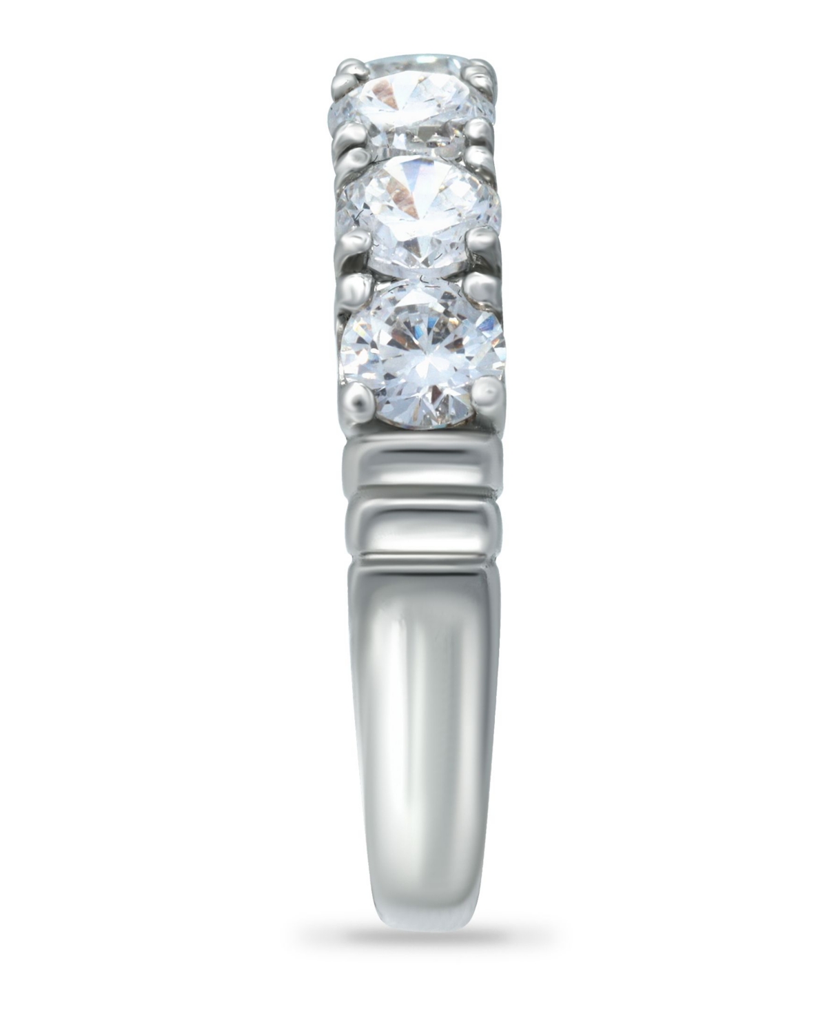 Macy's Cubic Zirconia Round 5 Stone Silver Plate Ring or 18K Gold Plate