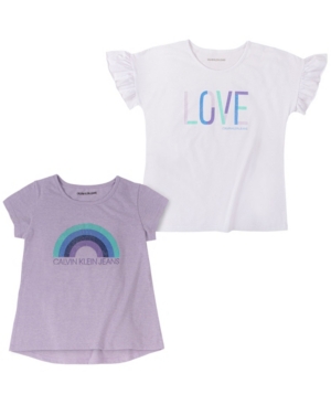 image of Calvin Klein Big Girls Love Two Back Logo Tees