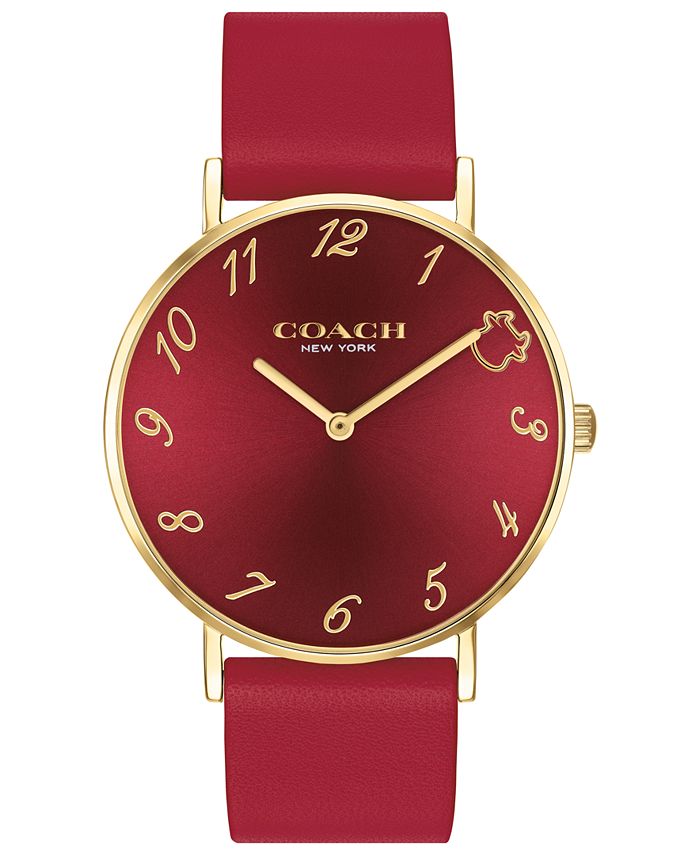 Coach Perry Silver Dial Red Leather Strap Watch for Women - 14503515