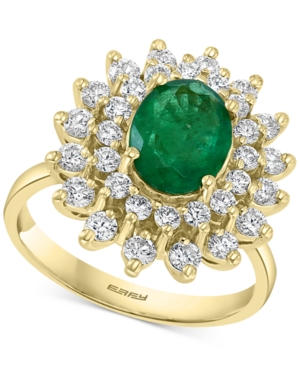 image of Effy Emerald (1-1/2 ct. t.w.) & Diamond (1 ct. t.w.) Ring in 14k Gold