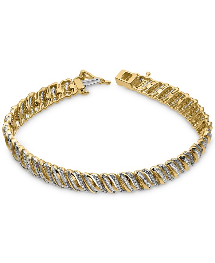 Macy's - Diamond Angled Link Bracelet (2 ct. t.w.) in 10k Gold