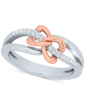 image of Diamond Two-Tone Bow Ring (1/10 ct. t.w.) in Sterling Silver & 10k Rose Gold