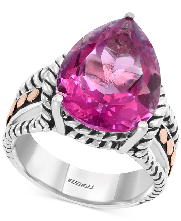 EFFY Collection - Pink Topaz Ring (10-7/8 ct. t.w.) in Sterling Silver & 18k Rose Gold