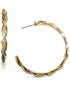 image of Inc Gold-Tone Medium Twist C-Hoop Earrings, 1.69