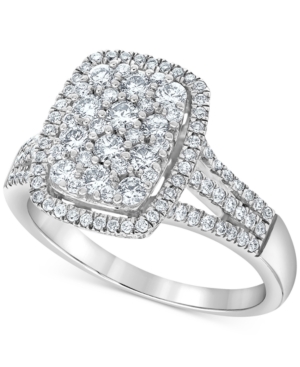 image of Diamond Rectangle Cluster Halo Ring (1 ct. t.w.) in 14k White Gold