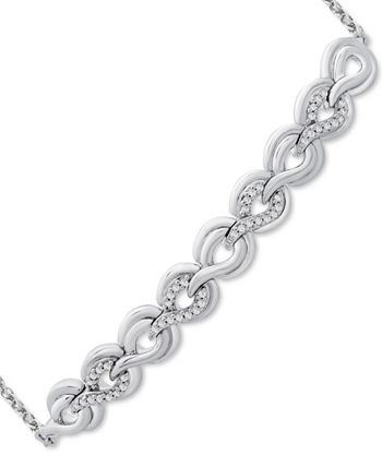 Macy's - Diamond Swirl Bolo Bracelet (1/6 ct. t.w.) in Sterling Silver