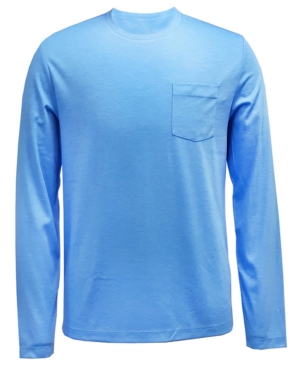 Alfani Men's Alfatech Long-sleeve Pocket T-shirt, Created For Macy's In Regatta Blue Heather