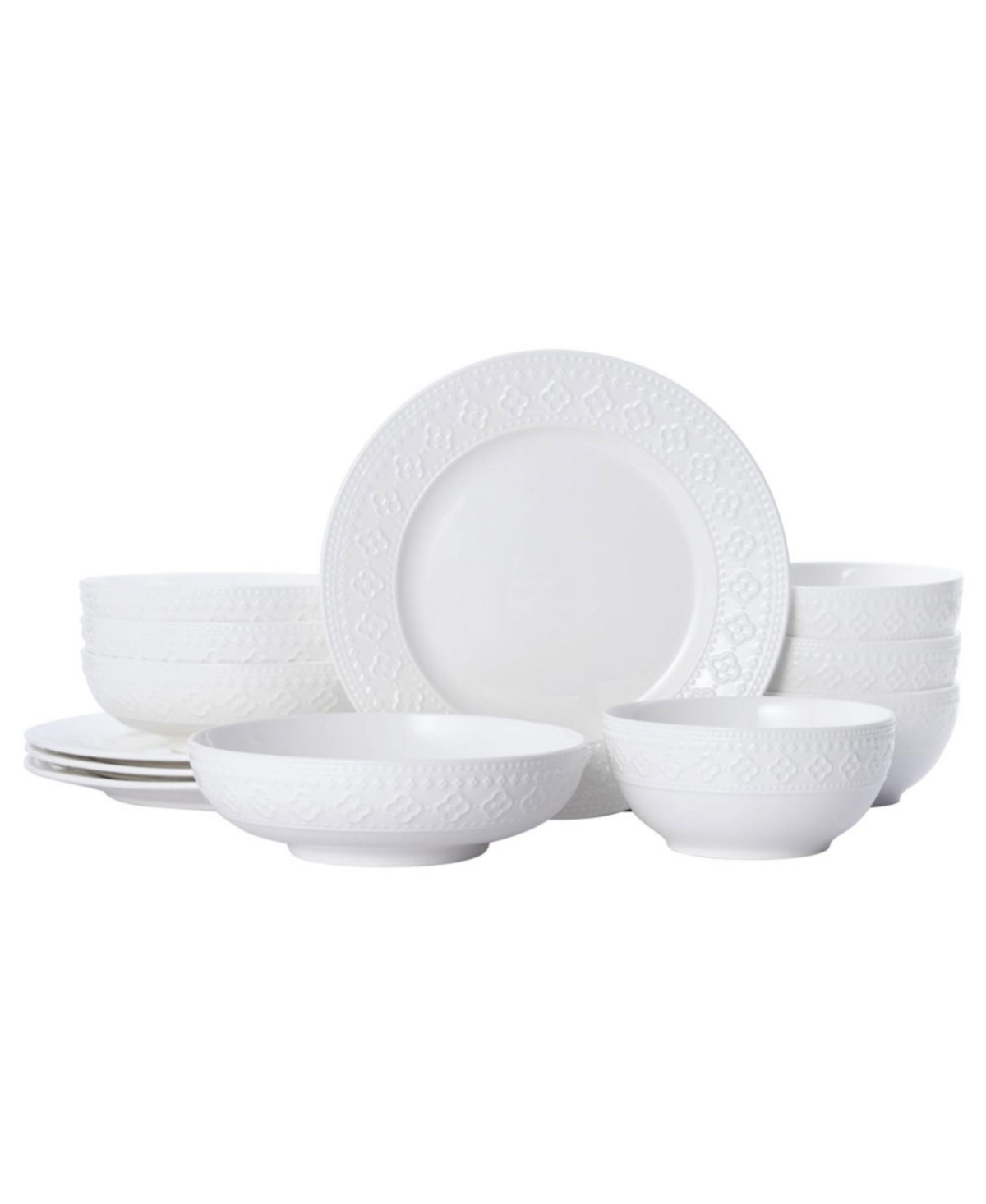 haisley 12 pc dinnerware set, service for 4 - White