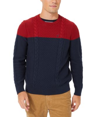 Nautica Men s Colorblocked Cable Crewneck Sweater Macy s