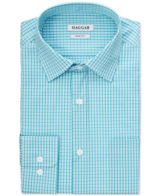 Plaid Turquoise Stretch Dress Shirt 