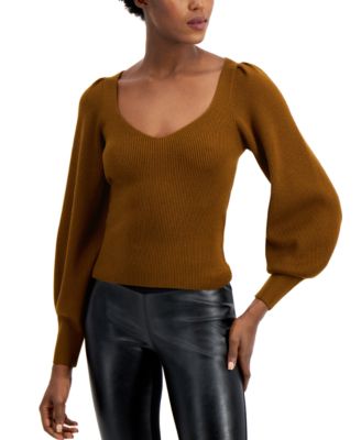 French Connection - Ribbed Balloon-Sleeve Sweater