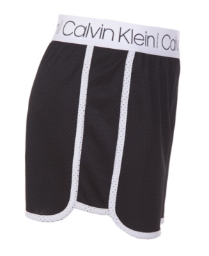 image of Calvin Klein Performance Big Girls Mesh Sport Shorts with Logo Taping