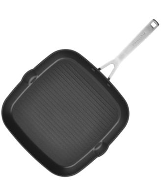 Hard Anodized Induction Nonstick Stovetop Grill Pan, 11.25", Matte Black