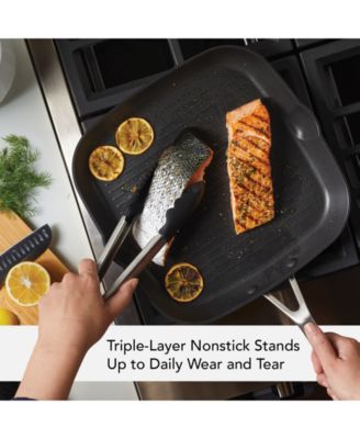 Hard Anodized Induction Nonstick Stovetop Grill Pan, 11.25", Matte Black