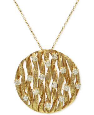 image of D-Oro by Effy Diamond Textured Circle Pendant (3/4 ct. t.w.) in 14k Gold