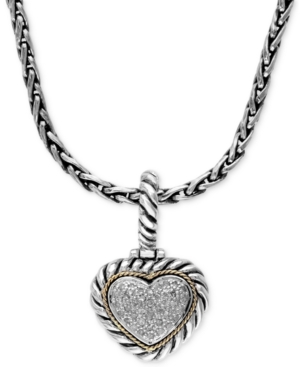 image of Balissima by Effy Diamond Heart Pendant (1/5 ct. t.w.) in Sterling Silver and 18k Gold