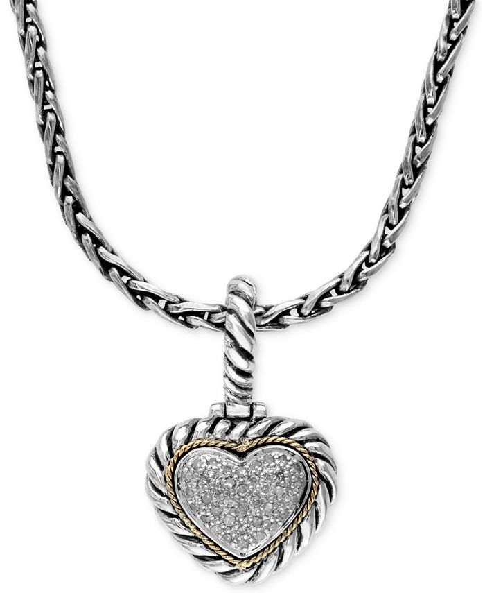 EFFY Collection - Diamond Heart Pendant (1/5 ct. t.w.) in Sterling Silver and 18k Gold