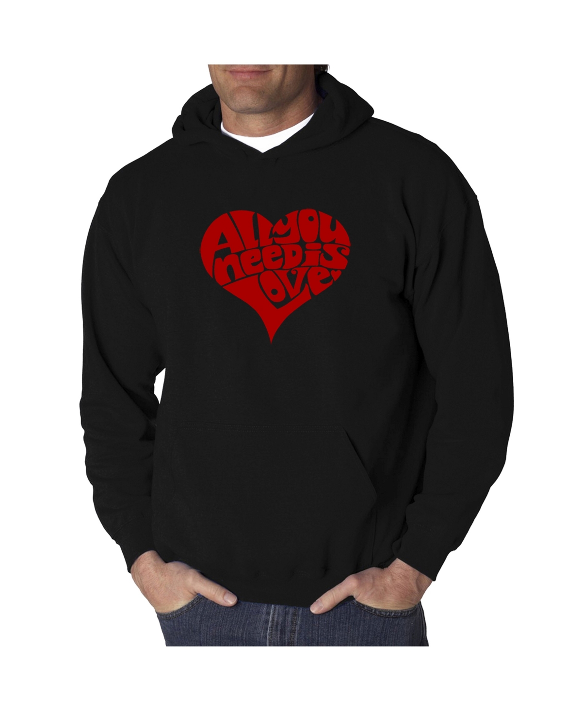 Men's Word Art Hooded Sweatshirt - All You Need Is Love - Gray