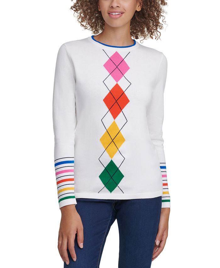 Tommy Hilfiger Lucy Cotton Argyle Sweater Reviews - Sweaters Women - Macy's