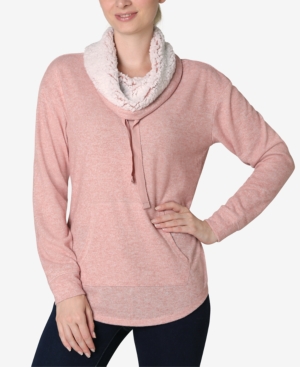 image of Ultra Flirt Juniors- Faux-Sherpa Lined Funnel Neck Sweatshirt