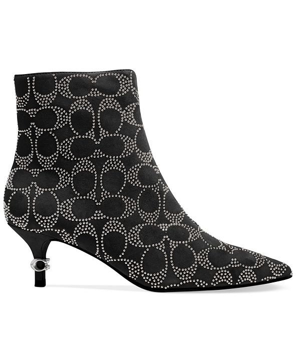COACH Women�s Jewel KittenHeel LogoStudded Booties