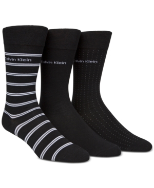 Calvin Klein Men's 3-Pack Stripe & Dot Dress Socks