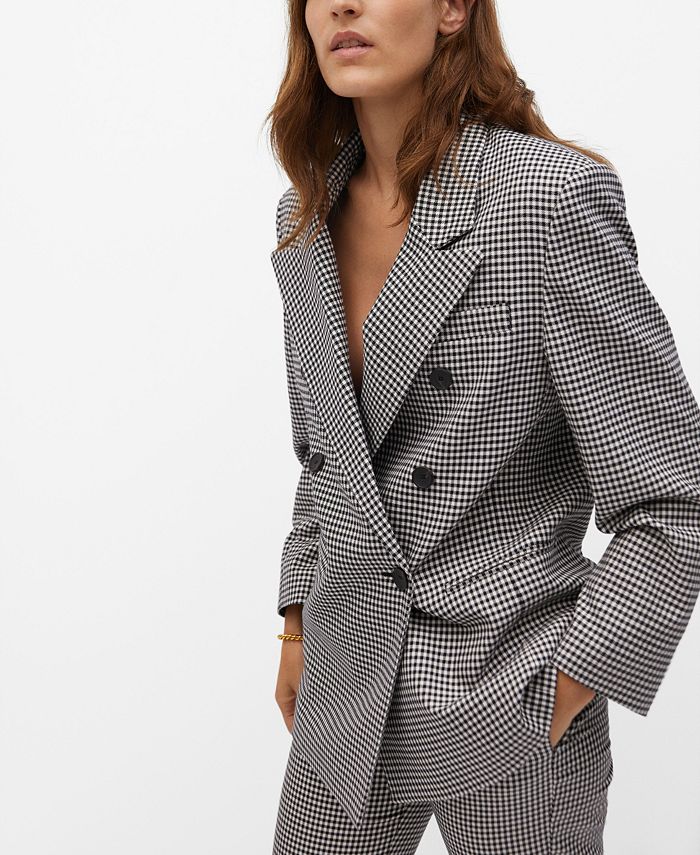 Mango gingham new arrivals blazer