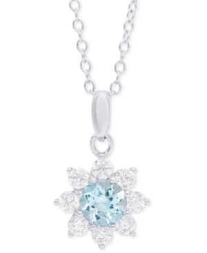 image of Blue Topaz (1/2 ct. t.w.) & Cubic Zirconia Flower 18