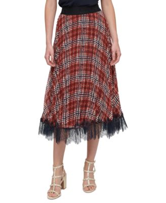 DKNY - Pleated Lace-Trim Skirt