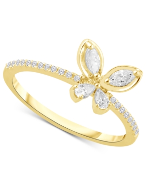 image of Diamond Butterfly Statement Ring (1/2 ct. t.w.) in Gold-Plated Sterling Silver