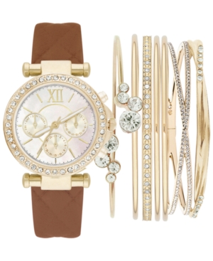 image of Jessica Carlyle Women-s Cognac Polyurethane Strap Watch 33mm Gift Set