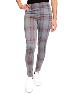 image of Almost Famous Juniors- Plaid Double-Knit Leggings
