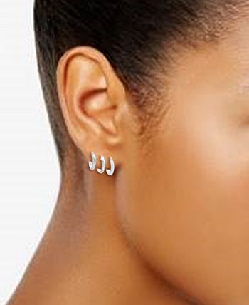 Giani Bernini - 3-Pc. Set Small Hoop Earrings in Sterling Silver, 0.625"