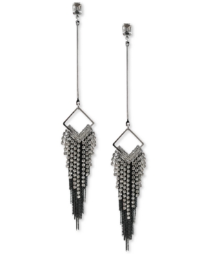 image of Thalia Sodi Two-Tone Crystal & Chain Fringe Statement Earrings, Created for Macy-s