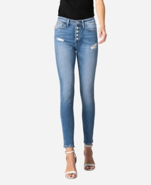 image of Vervet Women-s High Rise Button Up Skinny Crop Jeans