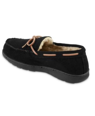 Signature Men's Genuine Suede Moccasin Comfort Slipper with Berber lining