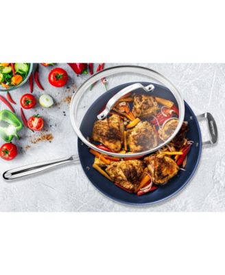 GraniteStone - Granite Stone Diamond 14" Mineral and Diamond Infused Skillet with Lid