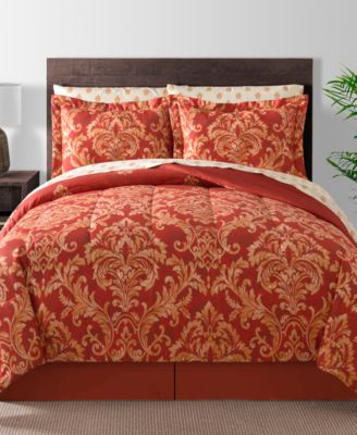 Fairfield Square Collection - Golden Damask 6-Pc. Reversible Twin Comforter Set