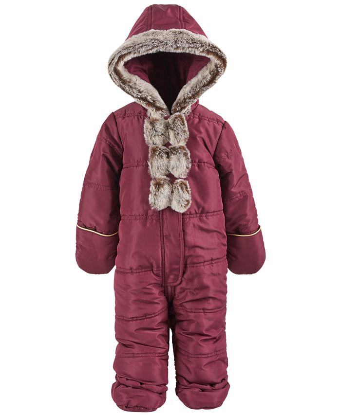 First Impressions Baby Girls Faux Fur Bow Snowsuit Created for