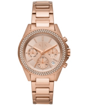 image of AX Armani Exchange Women-s Rose Gold Stainless Steel Bracelet Watch 38mm