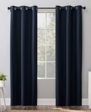 Sun Zero Cyrus Thermal 100% Blackout Grommet Curtain Panel In Navy