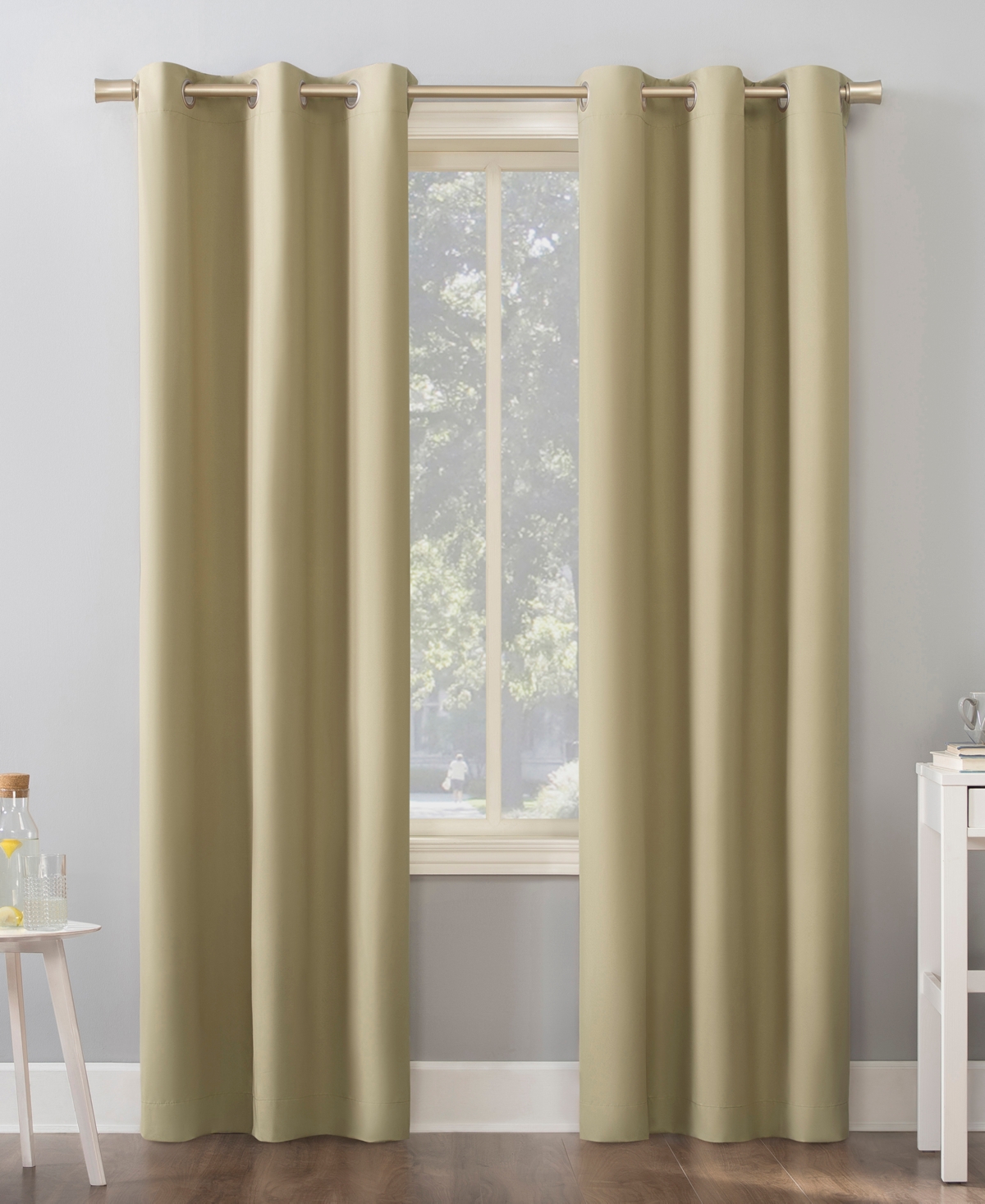 Sun Zero Cyrus Thermal Blackout Grommet Curtain Panel, 96" L X 40" W In Soft Gold-tone