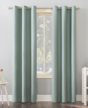 Sun Zero Cyrus Thermal 100% Blackout Grommet Curtain Panel In Misty Blue