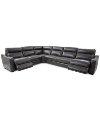 Gabrine 6-Pc. Leather Sectional with 2 Power Headrests