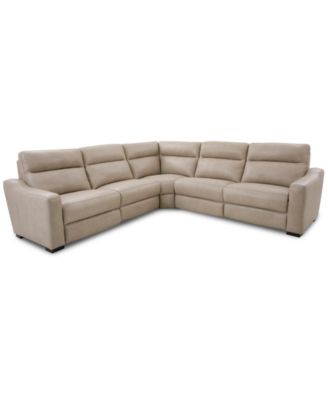 Gabrine 5-Pc. Leather Sectional with 3 Power Headrests, Created for Macy's