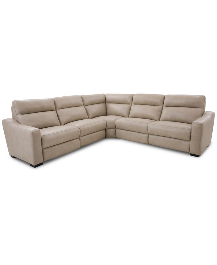 Furniture - Gabrine 5-Pc. Leather Sectional with 2 Power Headrests