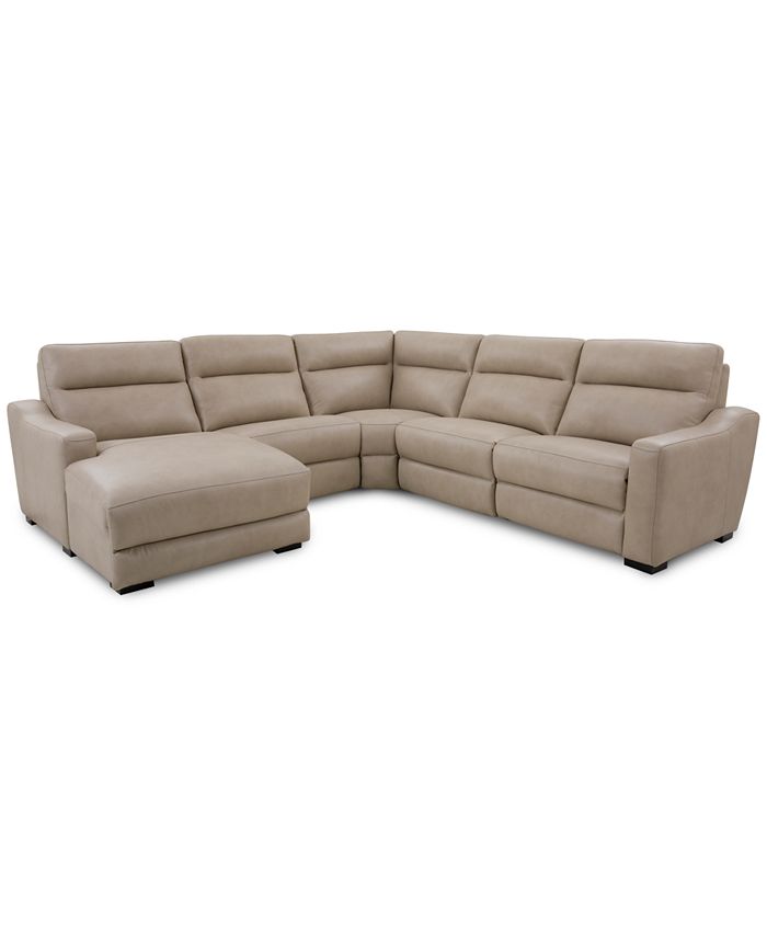 Furniture - Gabrine 5-Pc. Leather Sectional with 2 Power Headrests and Chaise