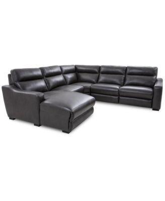 Gabrine 5-Pc. Leather Sectional with 2 Power Headrests and Chaise